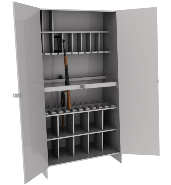 Pyramid cabinet for weapons